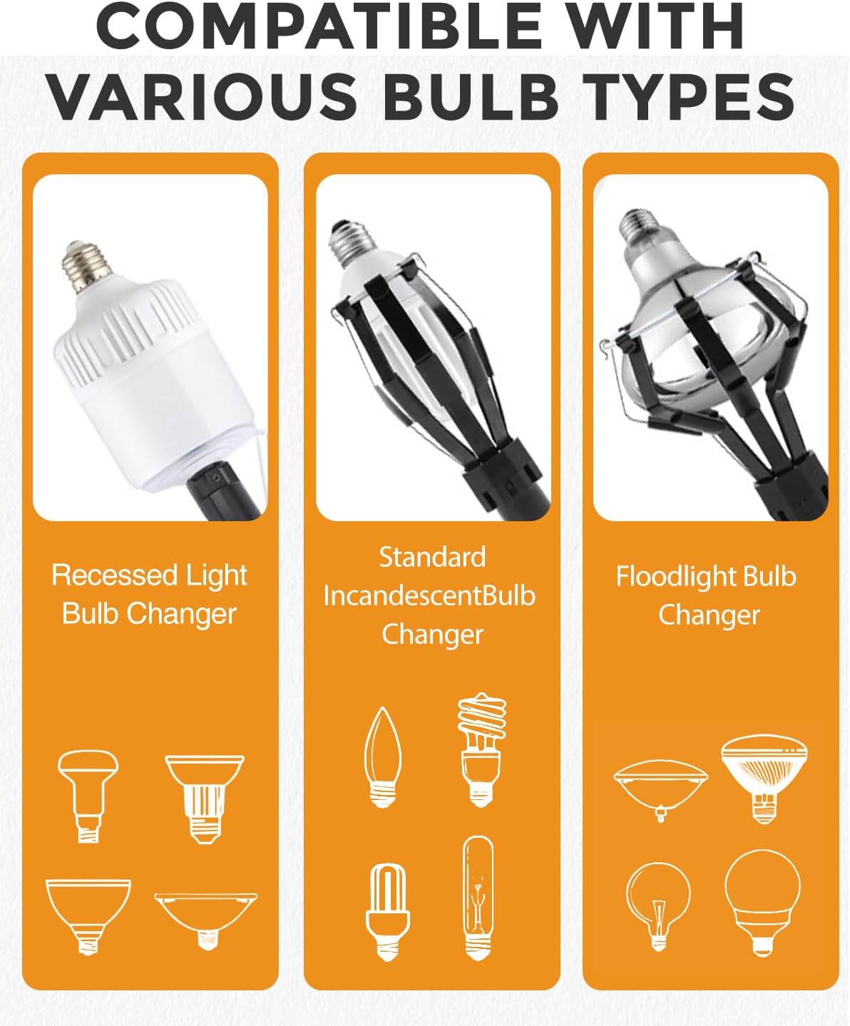 Upgraded 12FT Light Bulb Changer for High Ceilings, High Reach Light Bulb Removal Tool with Baskets and Suction Cup and Pole Extension for Recessed Lights and Standard Bulbs